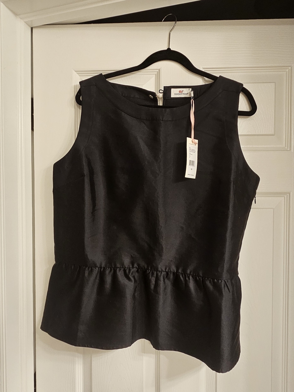 Vineyard Vines Black Sleeveless Peplum Top NWT Sz XL